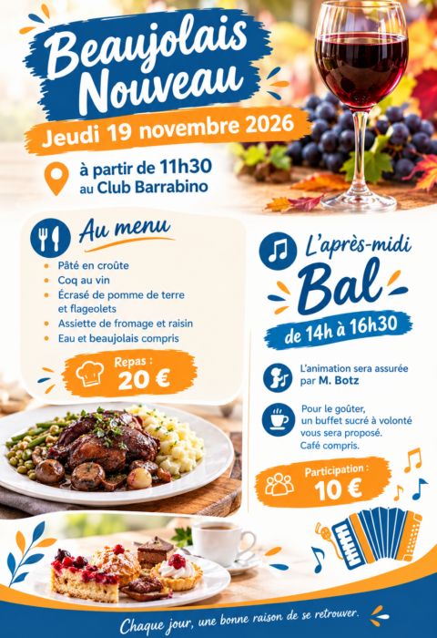 Affiche festive du Beaujolais Nouveau